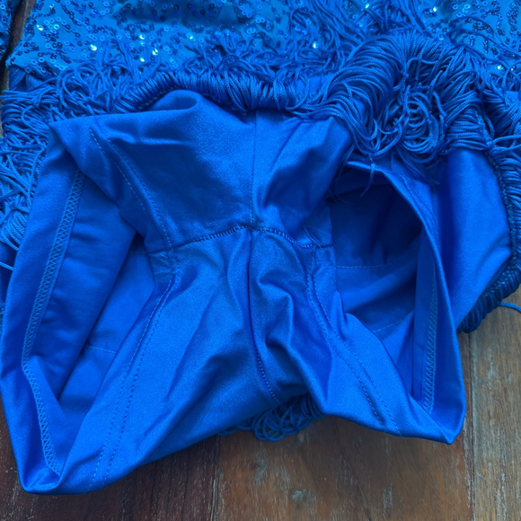 Weissman Girls Blue Sequin Fringe Dance Costume Adult Small - Picture 5 of 7